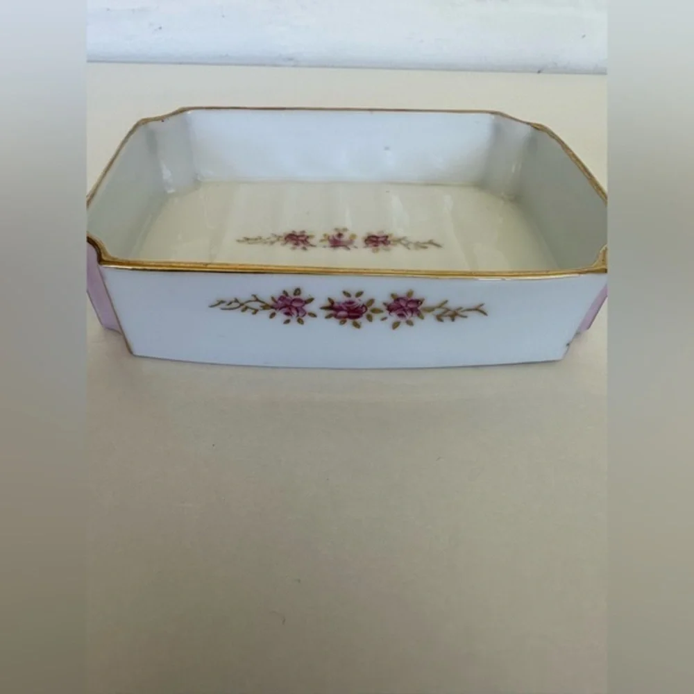 1956 Lefton Vanity Dresser Bottles & Soap Dish Hand Painted Rhinestones/Cork Set